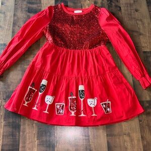 Red Sequin Holiday Dress with Festive Glasses Fantastic Fawn Christmas